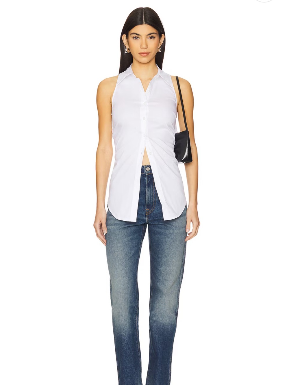 SIMONMILLER - Loch Sleeveless Poplin Button Up in Macadamia